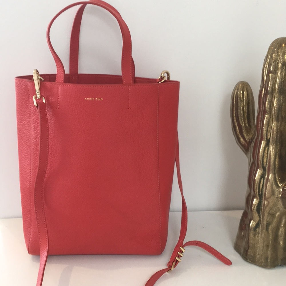 Anine Bing Reddish Orange Tote and Crossbody